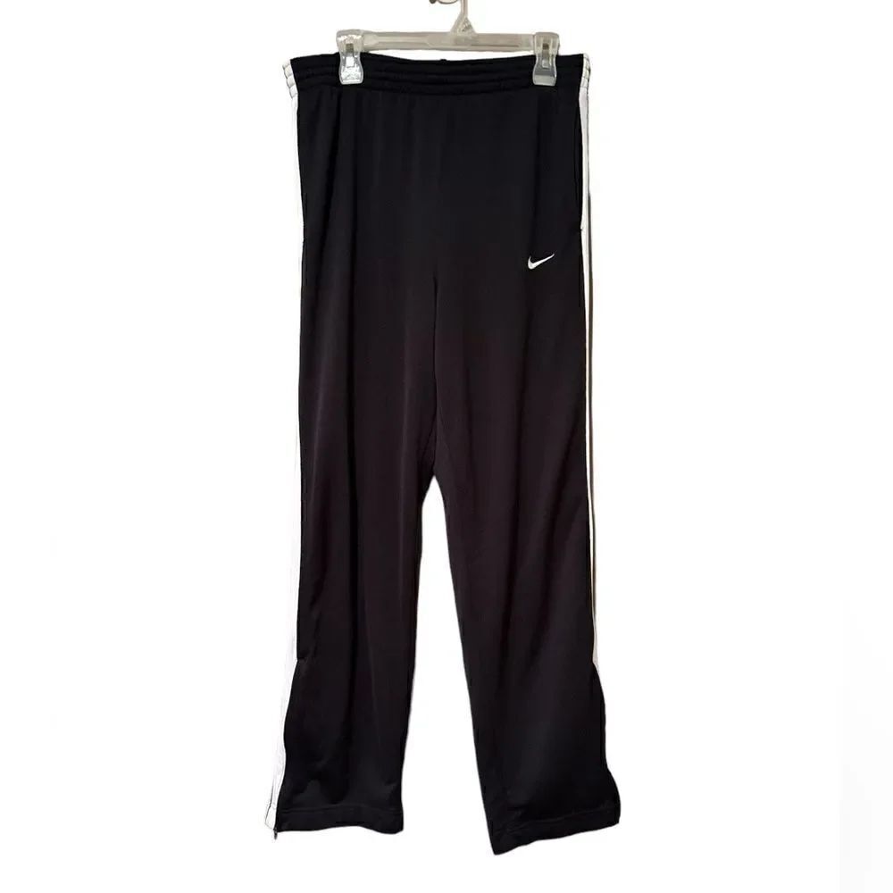 Nike Black Joggers Basketball Pants Size Medium White Stripe On Side